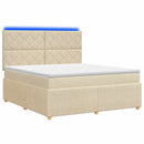 vidaXL LED Boxspring Ágy Mattal Krémszínű 180 x 200 cm Szövet