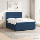 vidaXL LED Boxspring Ágy Mattal fejtámlával Kék 180 x 200 cm Szövet