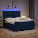 vidaXL LED Boxspring Ágy Mattal fejtámlával Kék 160 x 200 cm Szövet