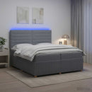 vidaXL LED Boxspring Ágy Mattal Világosszürke 200 x 200 cm Szövet
