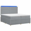 vidaXL LED Boxspring Ágy Mattal Világosszürke 200 x 200 cm Szövet