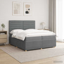 vidaXL LED Boxspring Ágy Mattal Sötétszürke 200 x 200 cm Szövet