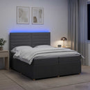 vidaXL LED Boxspring Ágy Mattal Sötétszürke 200 x 200 cm Szövet