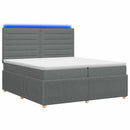 vidaXL LED Boxspring Ágy Mattal Sötétszürke 200 x 200 cm Szövet