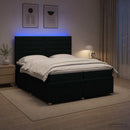 vidaXL LED Boxspring Ágy Mattal fejtámlával Fekete 200 x 200 cm Szövet