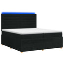 vidaXL LED Boxspring Ágy Mattal fejtámlával Fekete 200 x 200 cm Szövet