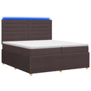 vidaXL LED Boxspring Ágy Mattal Sötét Barna 200 x 200 cm Szövet