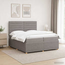 vidaXL LED Boxspring Ágy Mattal Tópszínű 200 x 200 cm Szövet