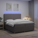vidaXL LED Boxspring Ágy Mattal Tópszínű 200 x 200 cm Szövet