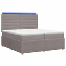 vidaXL LED Boxspring Ágy Mattal Tópszínű 200 x 200 cm Szövet