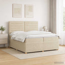vidaXL LED Boxspring Ágy Mattal Krémszínű 200 x 200 cm Szövet