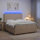 vidaXL LED Boxspring Ágy Mattal Krémszínű 200 x 200 cm Szövet