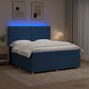 vidaXL LED Boxspring Ágy Mattal fejtámlával Kék 200 x 200 cm Szövet