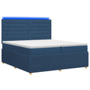 vidaXL LED Boxspring Ágy Mattal fejtámlával Kék 200 x 200 cm Szövet