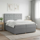 vidaXL LED Boxspring Ágy Mattal Világosszürke 200 x 200 cm Szövet