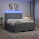 vidaXL LED Boxspring Ágy Mattal Világosszürke 200 x 200 cm Szövet