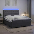 vidaXL LED Boxspring Ágy Mattal Sötétszürke 200 x 200 cm Szövet