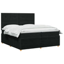 vidaXL LED Boxspring Ágy Mattal fejtámlával Fekete 200 x 200 cm Szövet