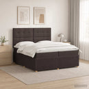 vidaXL LED Boxspring Ágy Mattal Sötét Barna 200 x 200 cm Szövet