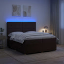 vidaXL LED Boxspring Ágy Mattal Sötét Barna 200 x 200 cm Szövet