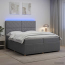 vidaXL LED Boxspring Ágy Mattal Világosszürke 200 x 200 cm Szövet