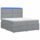vidaXL LED Boxspring Ágy Mattal Világosszürke 200 x 200 cm Szövet