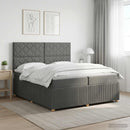 vidaXL LED Boxspring Ágy Mattal Sötétszürke 200 x 200 cm Szövet