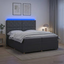 vidaXL LED Boxspring Ágy Mattal Sötétszürke 200 x 200 cm Szövet