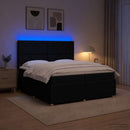 vidaXL LED Boxspring Ágy Mattal fejtámlával Fekete 200 x 200 cm Szövet
