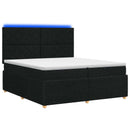 vidaXL LED Boxspring Ágy Mattal fejtámlával Fekete 200 x 200 cm Szövet