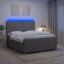 vidaXL LED Boxspring Ágy Mattal Tópszínű 200 x 200 cm Szövet