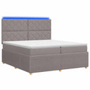vidaXL LED Boxspring Ágy Mattal Tópszínű 200 x 200 cm Szövet