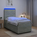 vidaXL LED Boxspring Ágy Mattal Világosszürke 100 x 200 cm Bársony