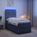 vidaXL LED Boxspring Ágy Mattal Sötétszürke 90 x 190 cm Bársony