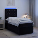 vidaXL LED Boxspring Ágy Mattal fejtámlával Fekete 90 x 190 cm Bársony