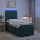 vidaXL LED Boxspring Ágy Mattal Sötétzöld 100 x 200 cm Bársony