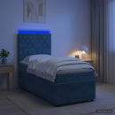 vidaXL LED Boxspring Ágy Mattal fejtámlával Kék 90 x 200 cm Bársony