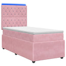 vidaXL LED Boxspring Ágy Mattal Rózsaszín 80 x 200 cm Bársony