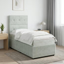vidaXL LED Boxspring Ágy Mattal Világosszürke 90 x 190 cm Bársony