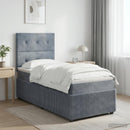 vidaXL LED Boxspring Ágy Mattal Sötétszürke 90 x 190 cm Bársony