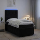 vidaXL LED Boxspring Ágy Mattal fejtámlával Fekete 90 x 190 cm Bársony