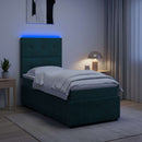 vidaXL LED Boxspring Ágy Mattal Sötétzöld 80 x 200 cm Bársony