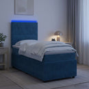 vidaXL LED Boxspring Ágy Mattal fejtámlával Kék 90 x 200 cm Bársony