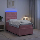 vidaXL LED Boxspring Ágy Mattal Rózsaszín 90 x 190 cm Bársony