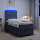 vidaXL LED Boxspring Ágy Mattal Sötétszürke 100 x 200 cm Bársony
