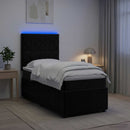 vidaXL LED Boxspring Ágy Mattal fejtámlával Fekete 90 x 200 cm Bársony
