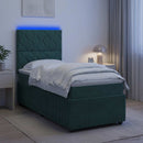 vidaXL LED Boxspring Ágy Mattal Sötétzöld 100 x 200 cm Bársony