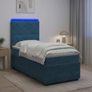vidaXL LED Boxspring Ágy Mattal fejtámlával Kék 80 x 200 cm Bársony