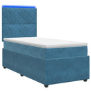 vidaXL LED Boxspring Ágy Mattal fejtámlával Kék 80 x 200 cm Bársony