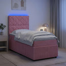 vidaXL LED Boxspring Ágy Mattal Rózsaszín 100 x 200 cm Bársony